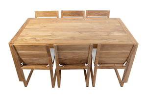 7 pc Venice Teak Armless Dining Set with 72" Rectangular Dining Table