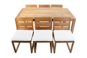 7 pc Venice Teak Dining Set with 72" Rectangular Dining Table