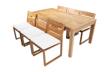 7 pc Venice Teak Armless Dining Set with 72" Rectangular Dining Table