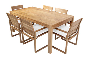 7 pc Venice Teak Dining Set with 72" Rectangular Dining Table