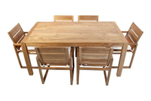 7 pc Venice Teak Arm Dining Set with 72" Rectangular Dining Table