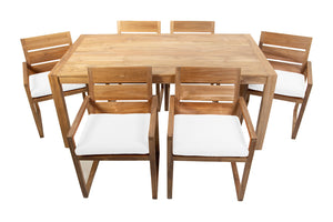 7 pc Venice Teak Dining Set with 72" Rectangular Dining Table