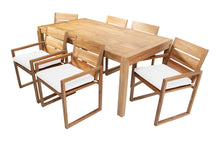 7 pc Venice Teak Arm Dining Set with 72" Rectangular Dining Table