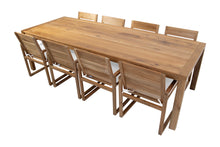 9 pc Venice Teak Arm Dining Set with 108" Rectangular Dining Table
