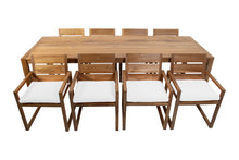 9 pc Venice Teak Arm Dining Set with 108" Rectangular Dining Table