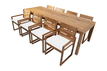 9 pc Venice Teak Arm Dining Set with 102" Rectangular Dining Table