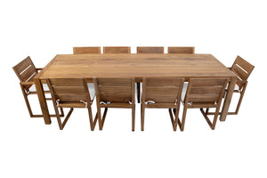 11 pc Venice Teak Dining Set with 108" Rectangular Dining Table