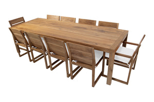 11 pc Venice Teak Dining Set with 108" Rectangular Dining Table