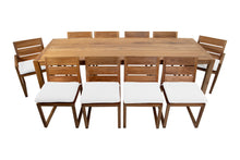 11 pc Venice Teak Dining Set with 108" Rectangular Dining Table