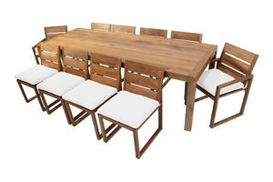 11 pc Venice Teak Dining Set with 108" Rectangular Dining Table