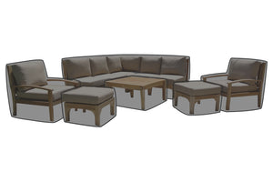10 pc Huntington Teak Sectional Seating Group with 36" Chat Table WeatherMAX Outdoor Weather Cover