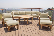 10 pc Monterey Teak Seating Group with 52" Chat Table. Sunbrella Cushion.