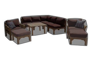 10 pc Monterey Teak Sectional Seating Group with 36" Chat Table WeatherMAX Outdoor Weather Cover