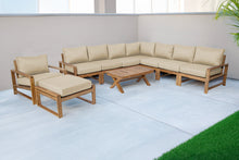 10 pc Newport Teak Sectional Set with 42" Coffee Table. Sunbrella Cushion.