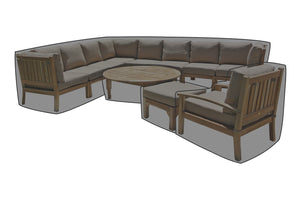11 pc Huntington Teak Sectional Seating Group with 52" Chat Table WeatherMAX Outdoor Weather Cover