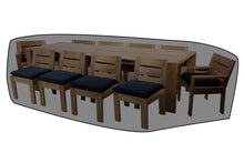 11 pc Pacific Teak Dining Set with 42" x 120" Rectangular Dining Table WeatherMAX Outdoor Weather Cover