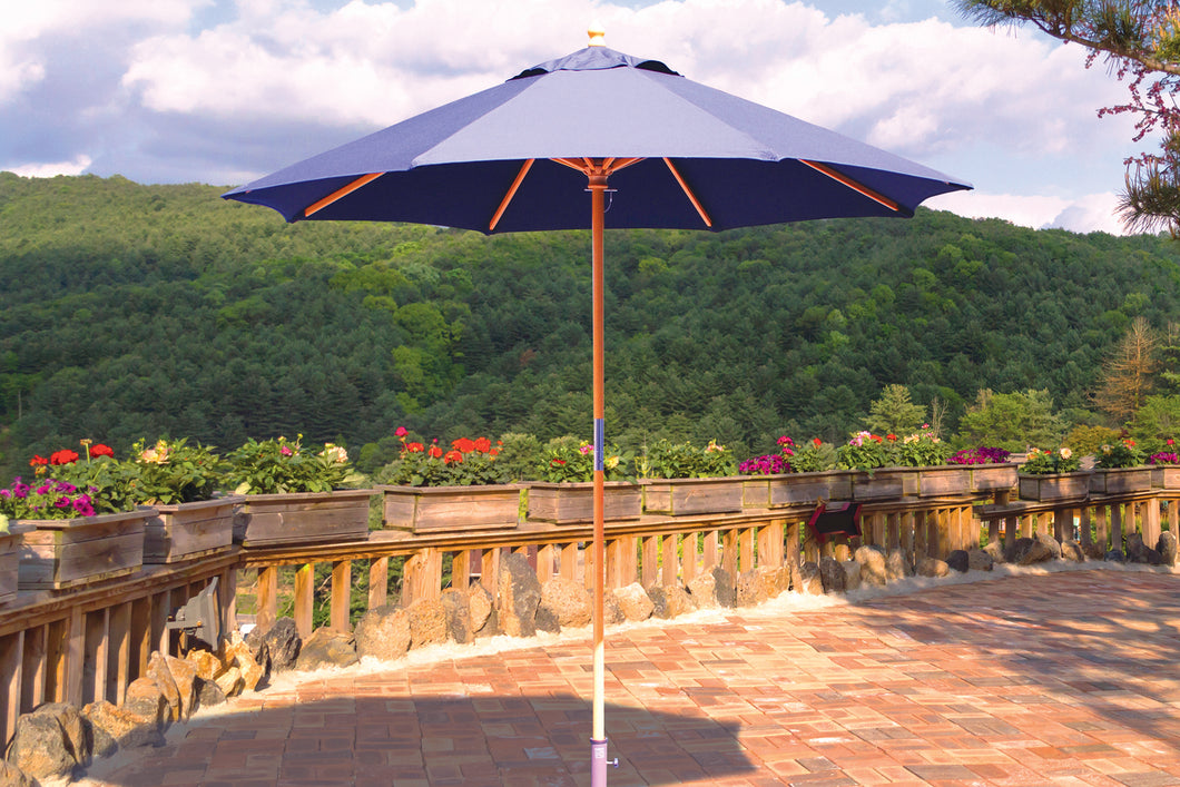 Galtech 121-221 7.5' Cafe & Bristo Wood Manual Lift Outdoor Market Umbrella