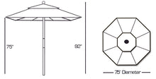 Galtech 121-221 7.5' Cafe & Bristo Wood Manual Lift Outdoor Market Umbrella
