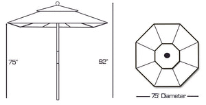 Galtech 121-221 7.5' Cafe & Bristo Wood Manual Lift Outdoor Market Umbrella