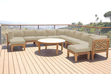 12 pc Monterey Teak Sectional Seating Group with 52" Chat Table. Sunbrella Cushion.