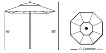 Galtech 132-232 9' Double Pulley Premium Wood Outdoor Market Umbrella