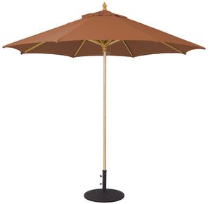 Galtech 136 9' Commercial Manual Lift Premium Wood Outdoor Market Umbrella