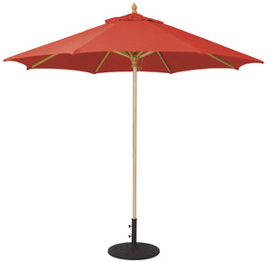 Galtech 136 9' Commercial Manual Lift Premium Wood Outdoor Market Umbrella