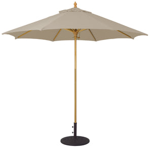 Galtech 136 9' Commercial Manual Lift Premium Wood Outdoor Market Umbrella