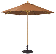 Galtech 136 9' Commercial Manual Lift Premium Wood Outdoor Market Umbrella