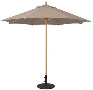 Galtech 136 9' Commercial Manual Lift Premium Wood Outdoor Market Umbrella