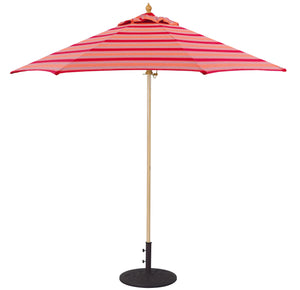 Galtech 136 9' Commercial Manual Lift Premium Wood Outdoor Market Umbrella