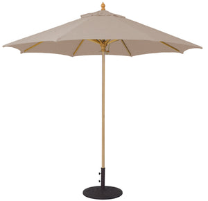 Galtech 136 9' Commercial Manual Lift Premium Wood Outdoor Market Umbrella