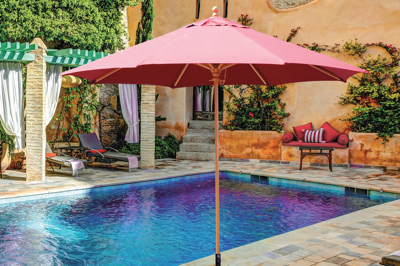 galtech 9 ft wood commercial grade sunbrella patio umbrella 136 9' Manual Lift Premium Outdoor Market Umbr – Willow Creek Designs OCEA CONQUEST Maxcatch ECO Large Arbor Power Knob:Aluminum T-Bar Gold/Silver Fiberglass ribs
