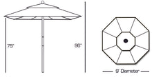 Galtech 136 9' Commercial Manual Lift Premium Wood Outdoor Market Umbrella