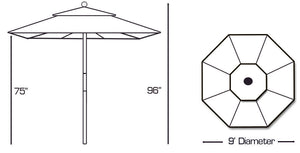 Galtech 136 9' Commercial Manual Lift Premium Wood Outdoor Market Umbrella