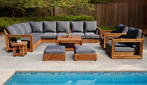 13 pc Chatsworth Teak Sectional with Coffee Table. Sunbrella Cushion