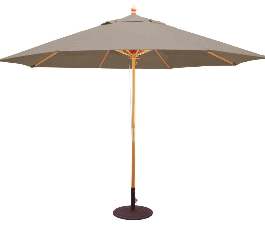 Galtech 183 11' Commercial Four Pulley Premium Wood Outdoor Market Umbrella