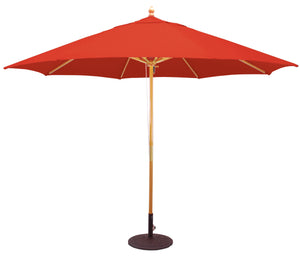 Galtech 183 11' Commercial Four Pulley Premium Wood Outdoor Market Umbrella