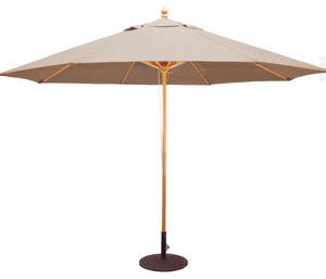 Galtech 183 11' Commercial Four Pulley Premium Wood Outdoor Market Umbrella