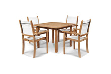 Curated Maison Perrin 5-Piece Square Teak Table Outdoor Dining Set w/ Stacking Armchairs