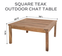 36" Square Teak Outdoor Chat Table