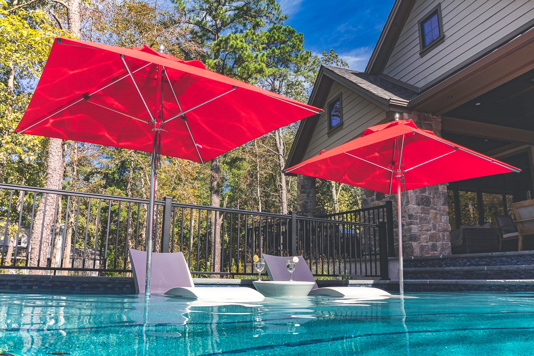 frankford patio umbrellas Frankford 864CAM 7.5' x 7.5' Square Greenwich Pulley Lift Aluminum Mar – Willow Creek Designs