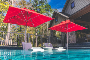Frankford 864CAM 7.5' x 7.5' Square Greenwich Pulley Lift Aluminum Market Umbrella