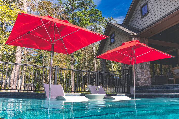 Frankford 864CAM 7.5' x 7.5' Square Greenwich Pulley Lift Aluminum Market Umbrella