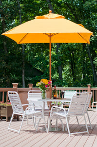 Frankford 464FMC 7.5'x7.5' Square Monterey Crank Lift Fiberglass Market Umbrella- No Tilt