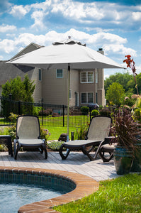 7.5'x7.5' Square Monterey Pulley Lift Fiberglass Market Umbrella