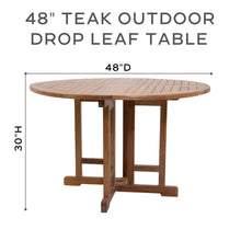 Lakeland 48" Round Teak Outdoor Drop Leaf Table