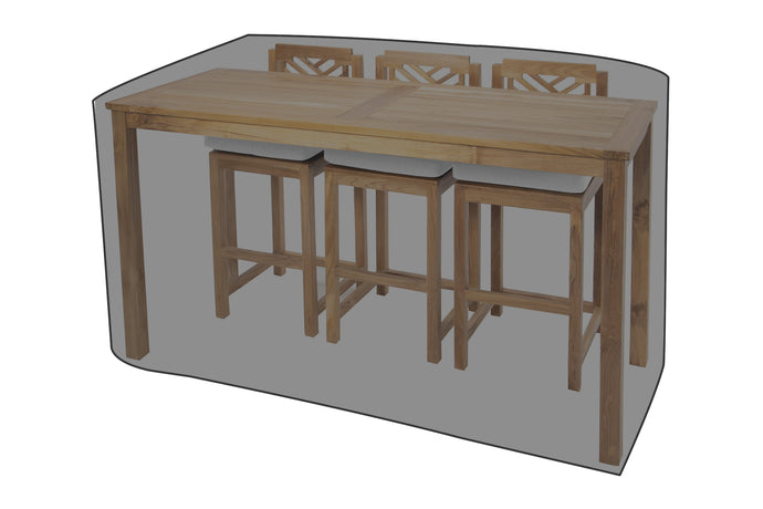 4 pc Monterey Teak Barstool with Rectangular Bar Table WeatherMAX Outdoor Weather Cover