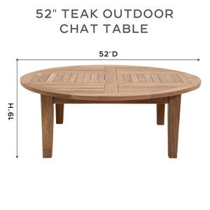 10 pc Monterey Teak Seating Group with 52" Chat Table. Sunbrella Cushion.