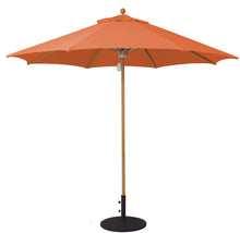 Galtech 531TK 9' African Teak Wood Pulley Lift Outdoor Market Umbrella